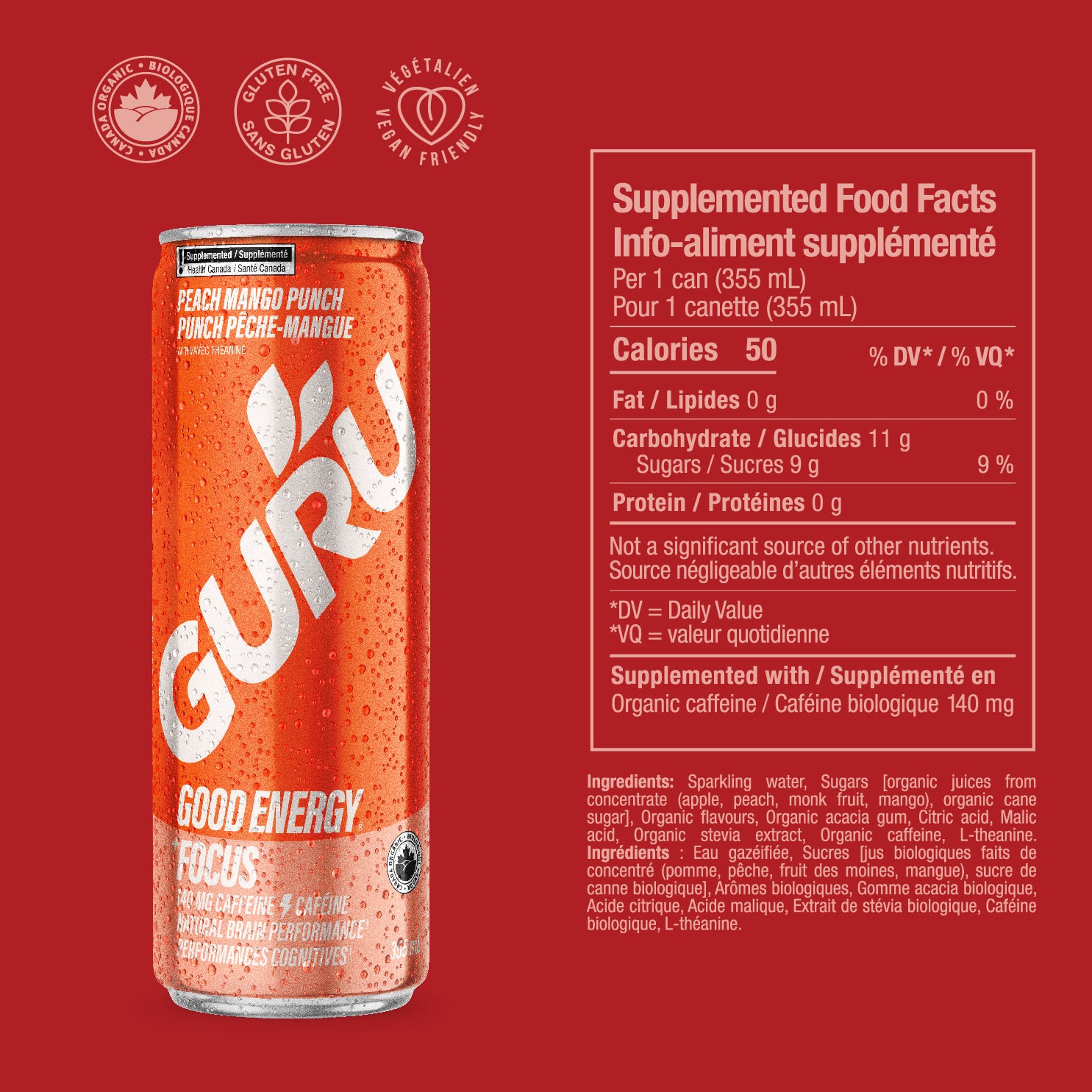 GURU Peach Mango Punch Organic Energy Drink GURU Energy GURU Beverage guru-peach-mango-punch-organic-energy-drink-guru-energy-guru-beverage