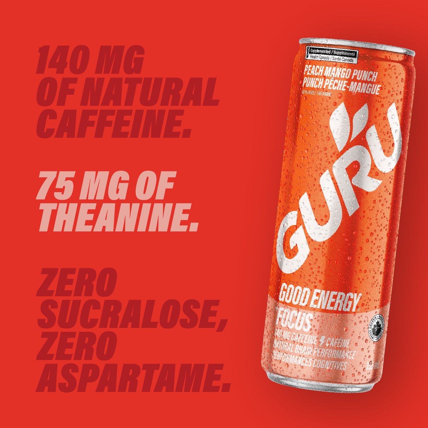 Guru Peach Mango Punch Organic Energy Drink Guru Energy Guru Beverage